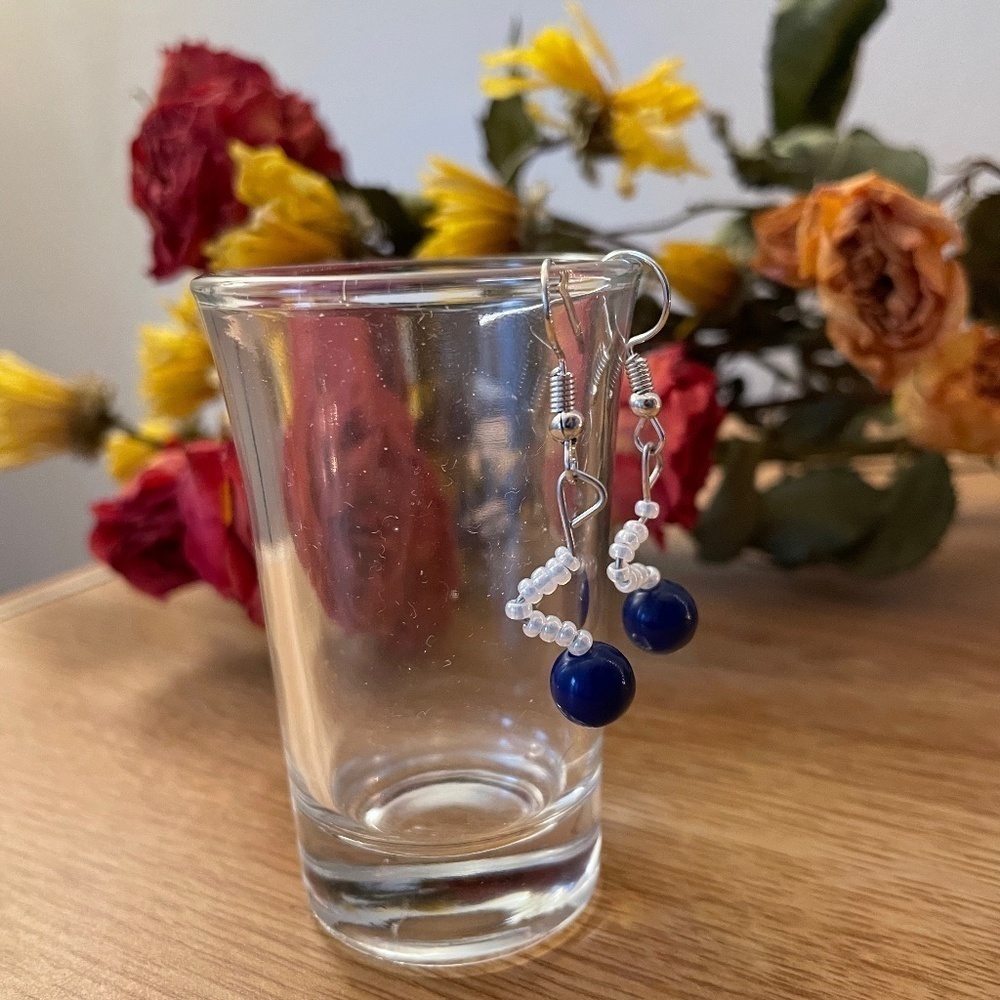 Creative Navy Beaded Earrings